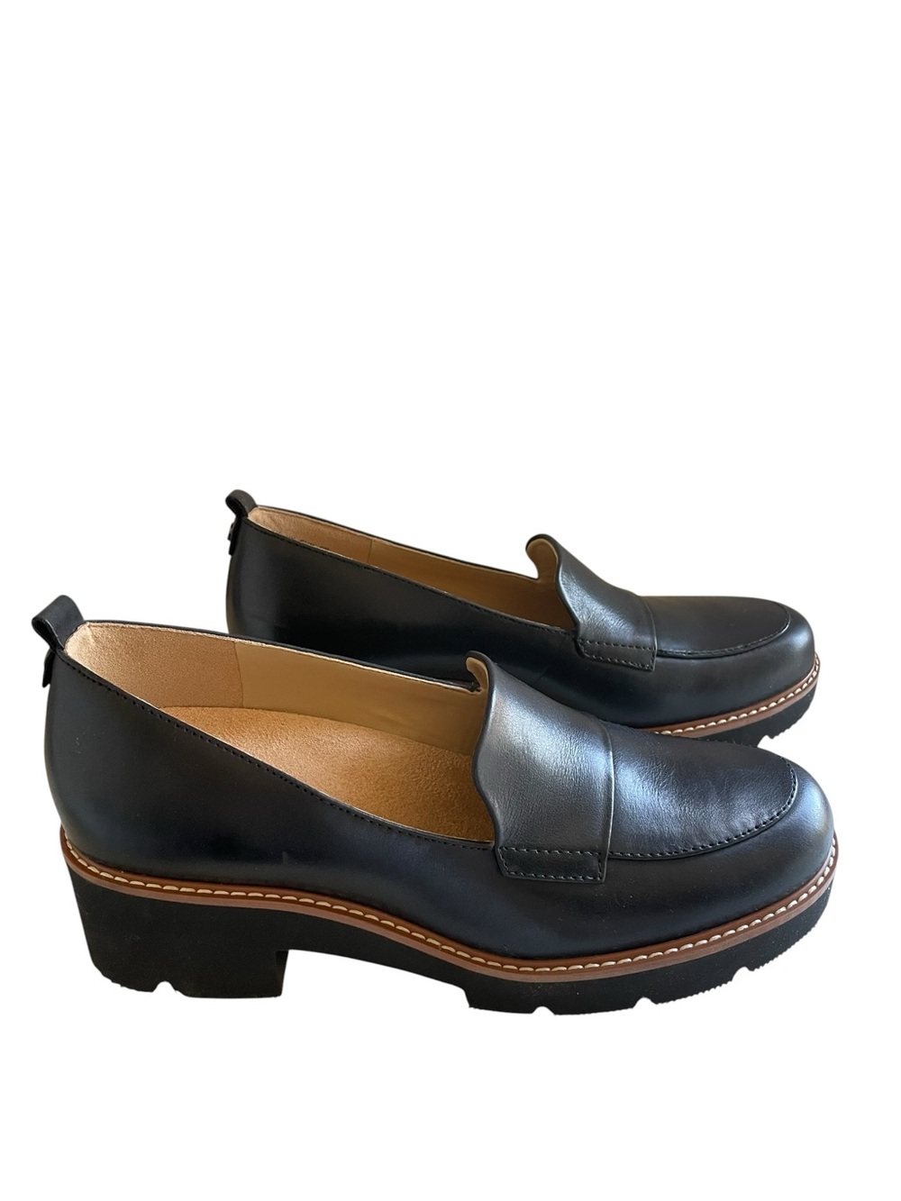 Naturalizer Darry Lug Black Leather Chunky Sole Loafers Size 8 NEW - Picture 3 of 14